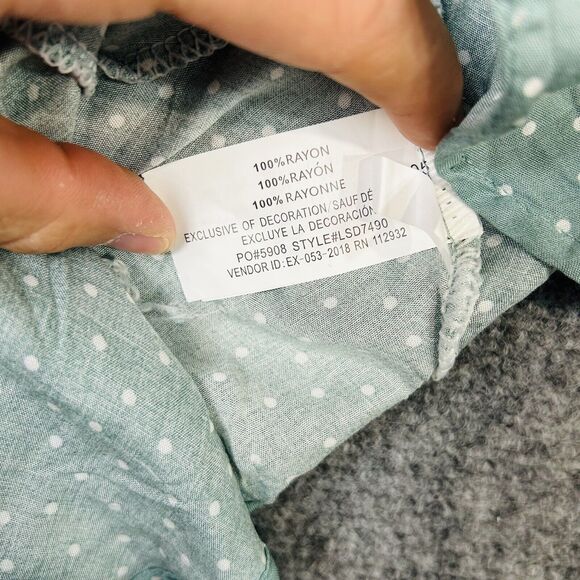 Sugar & Cream Sunsations Women's Sz S Spaghetti Strap Green Polka Dot Sun Dress - Picture 6 of 11